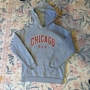 SHEIN Gray Hoodie with Red Chicago Print